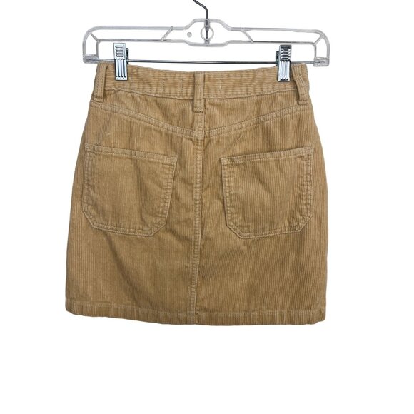 Hollister XS Camel Corduroy High Rise Mini Skirt Zip Front Pockets - Picture 7 of 12